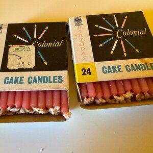 1950s Vintage Colonial Candle of Cape Cod Pink Birthday Cake Candles 2 Boxes